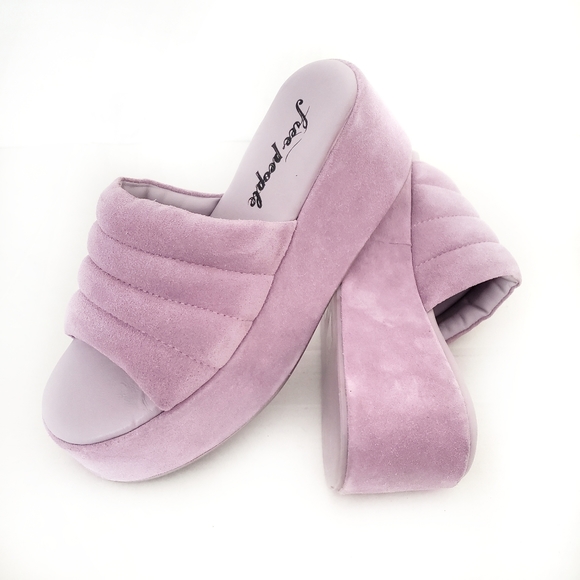 Free People Almost Paradise Suede Platform Chunky Sandals In Orchid - Picture 13 of 14